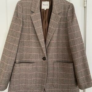 Madewell Larsen Wool Blend Plaid Blazer Size Large